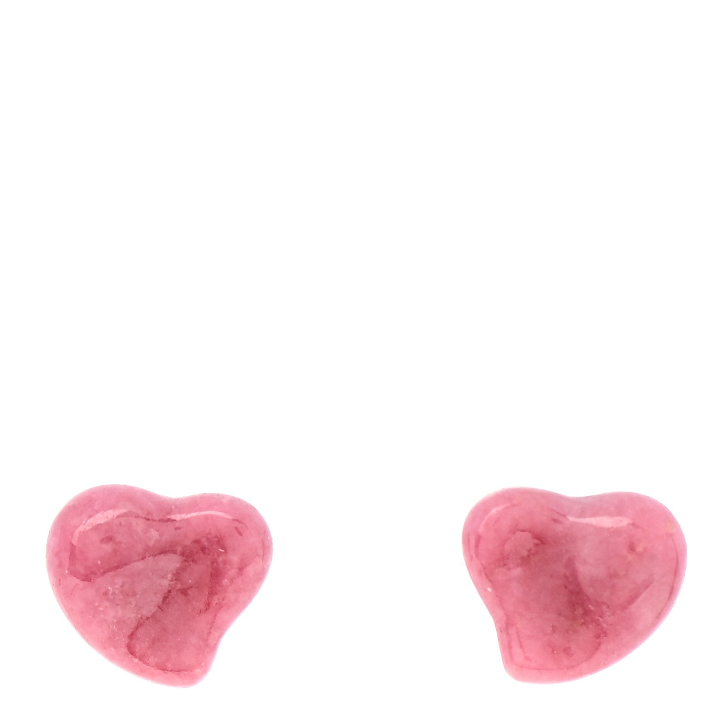 Tiffany Sterling Silver Rhodonite Elsa Peretti Full Heart Earrings 1 of 6