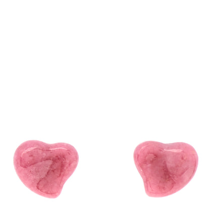 Tiffany Sterling Silver Rhodonite Elsa Peretti Full Heart Earrings 1 of 6