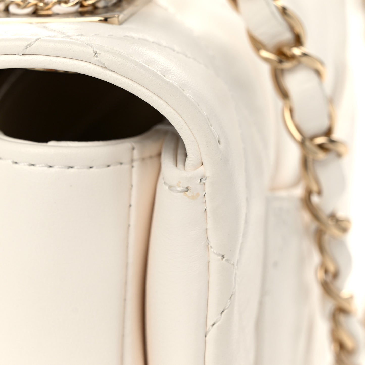 Lambskin Quilted Small Trendy Chain CC Flap Dual Handle Bag White