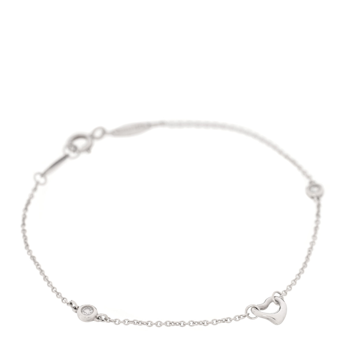 Sterling Silver Diamond Elsa Peretti Diamonds by the Yard Open Heart Bracelet
