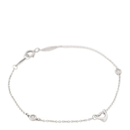 Tiffany Sterling Silver Diamond Elsa Peretti Diamonds by the Yard Open Heart Bracelet 1 of 4