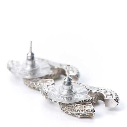 Chanel Baguette Crystal CC Earrings Black Silver 3 of 8