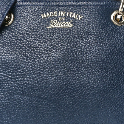 Gucci Calfskin Small Bamboo Shopper Tote Navy 9 of 12