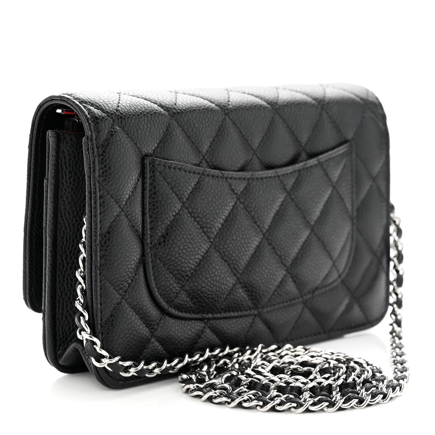 Caviar Quilted Wallet on Chain WOC Black
