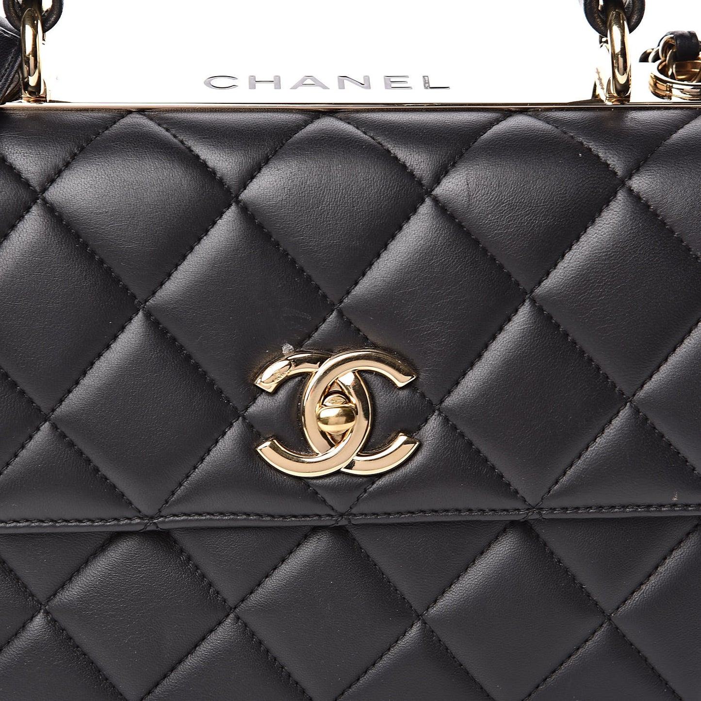 Lambskin Quilted Small Trendy CC Dual Handle Flap Bag Black