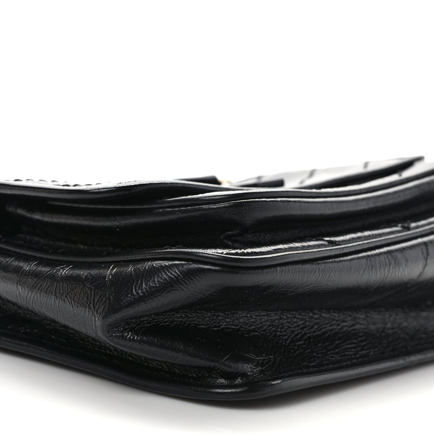 Saint Laurent Crinkled Calfskin Matelasse Monogram Baby Niki Chain Satchel Black 7 of 9