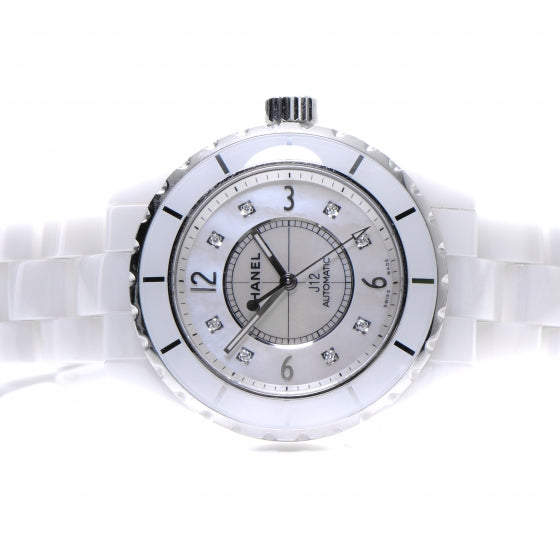 Chanel Stainless Steel Ceramic Diamond 38mm J12 Automatic Watch White 4 of 5