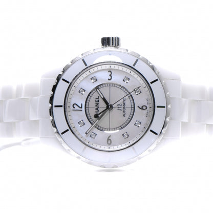 Chanel Stainless Steel Ceramic Diamond 38mm J12 Automatic Watch White 4 of 5