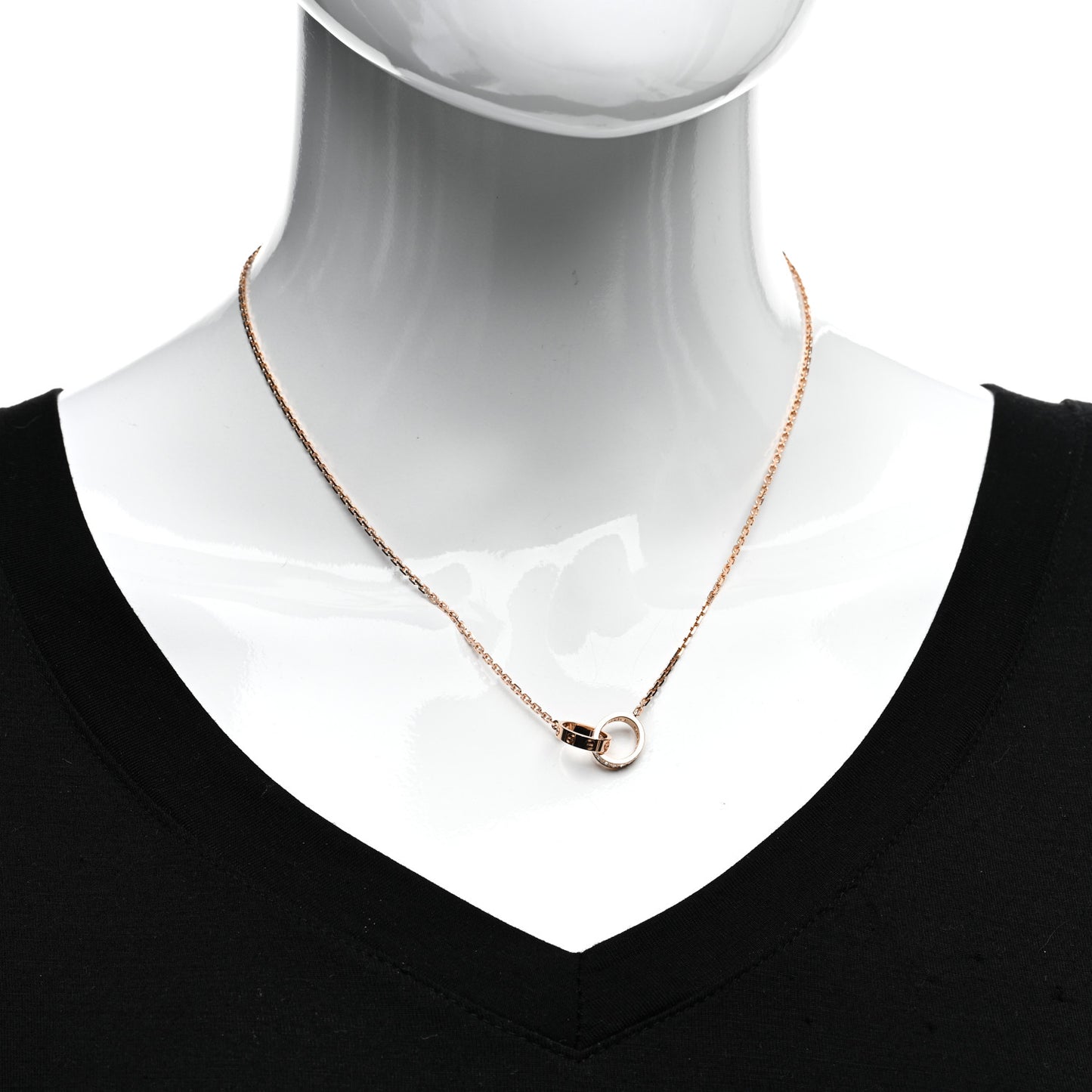 18K Pink Gold Diamond Interlocking LOVE Necklace