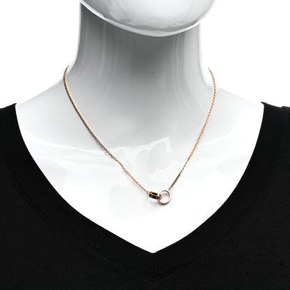 Cartier 18K Pink Gold Diamond Interlocking LOVE Necklace 2 of 4