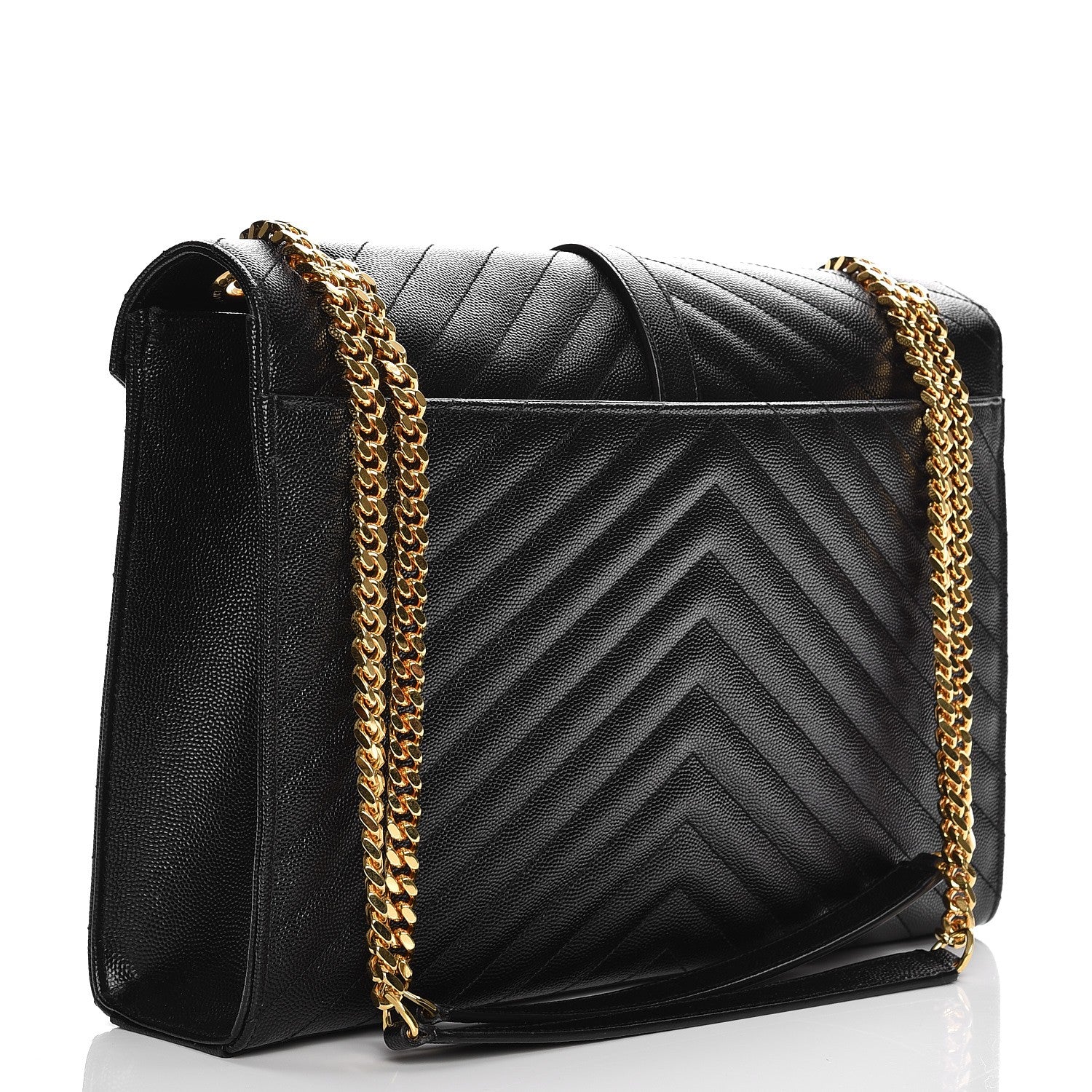 Saint Laurent Grain De Poudre Matelasse Chevron Large Monogram Satchel Black 3 of 8