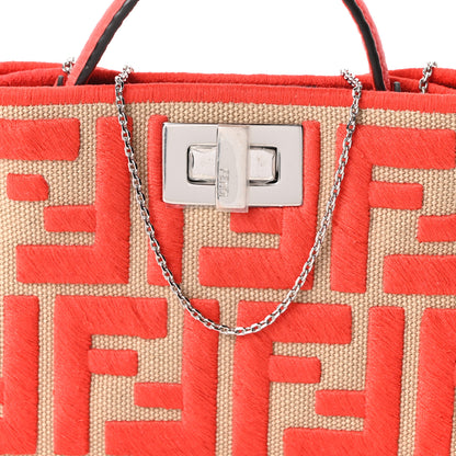 Fendi Canvas Vitello Volanato FF Embroidered Pico Peekaboo Charm Sand Tulipano 7 of 9