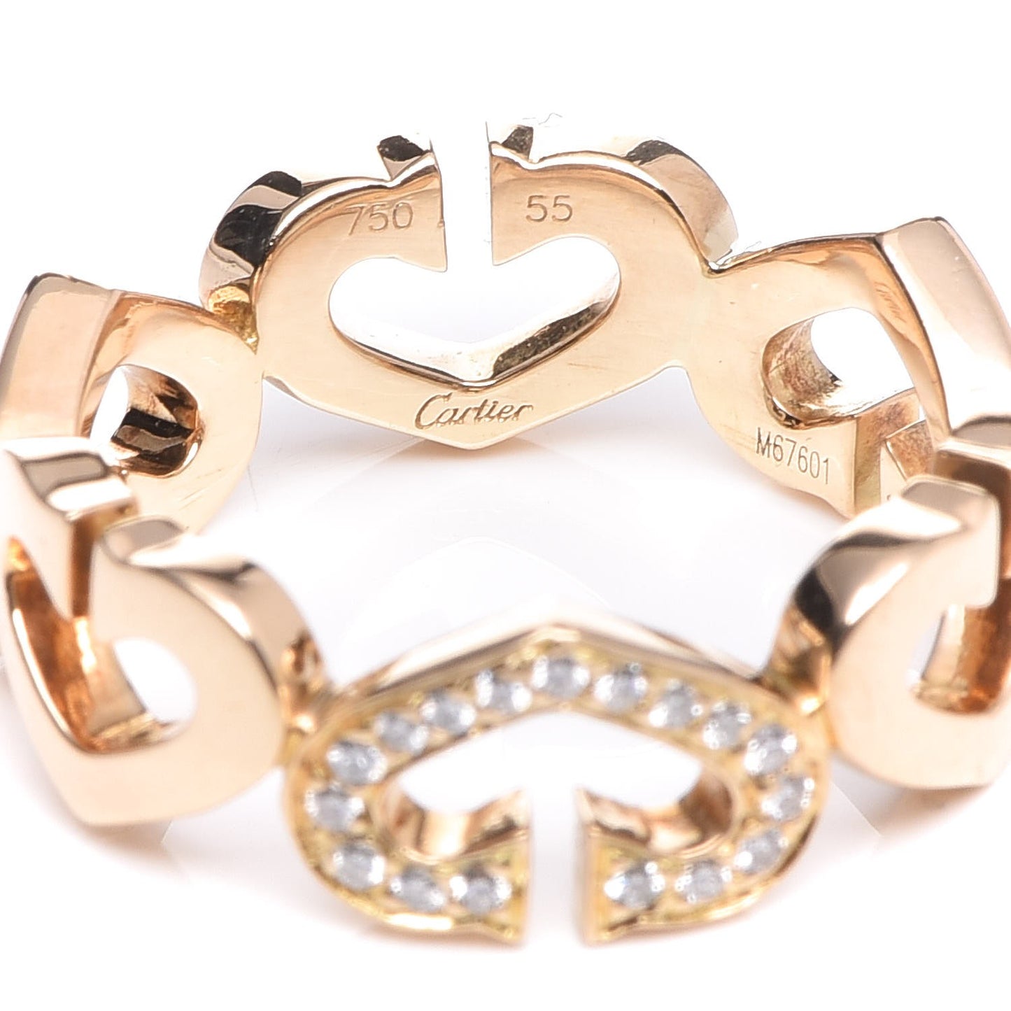 18K Yellow Gold Diamond Hearts and Symbols Ring 55 7.25