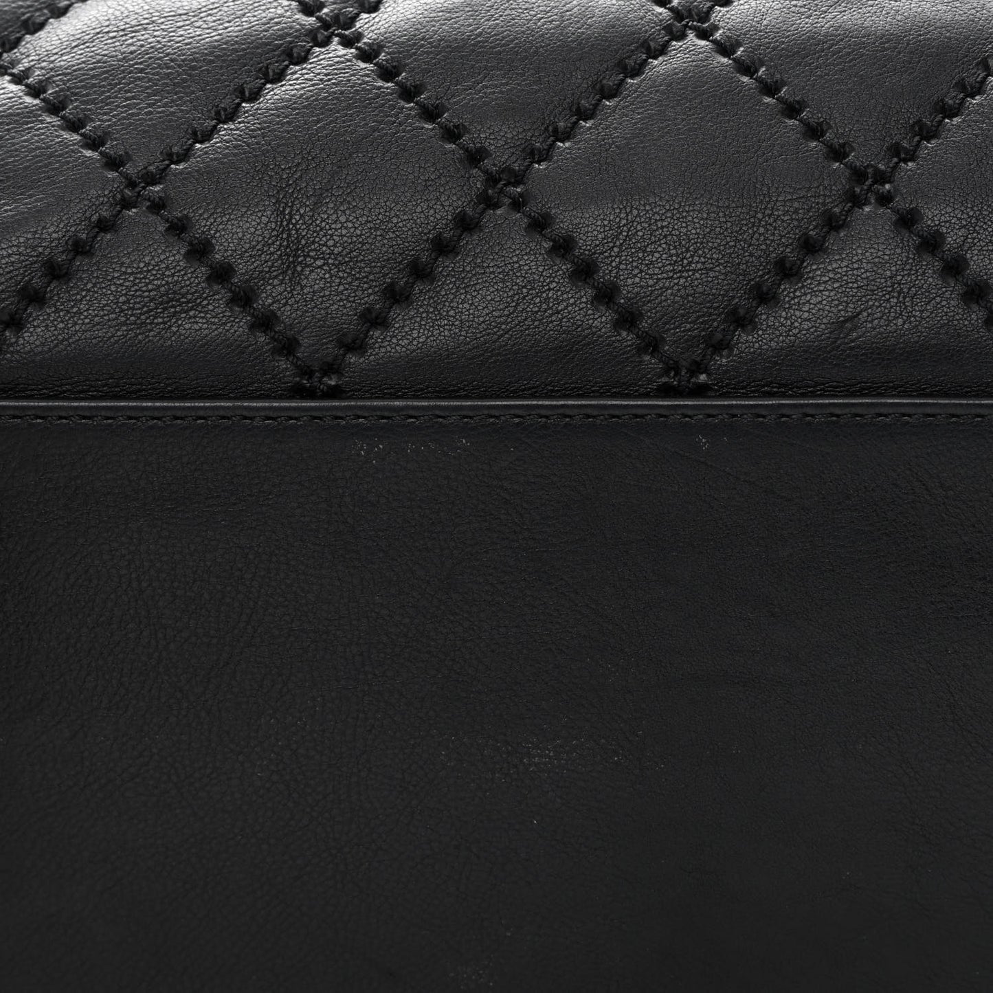 Calfskin Quilted Large Retro Chain Tote Black