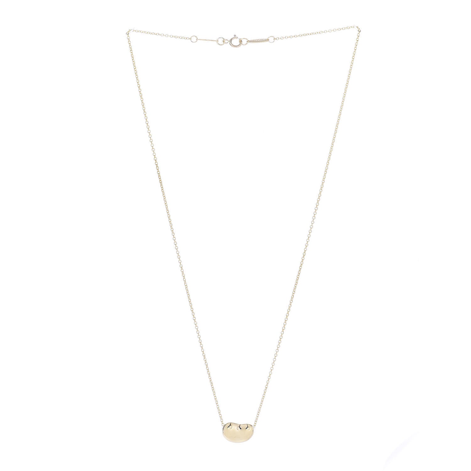 Tiffany 18K Yellow Gold 12mm Elsa Peretti Bean Pendant Necklace 3 of 5