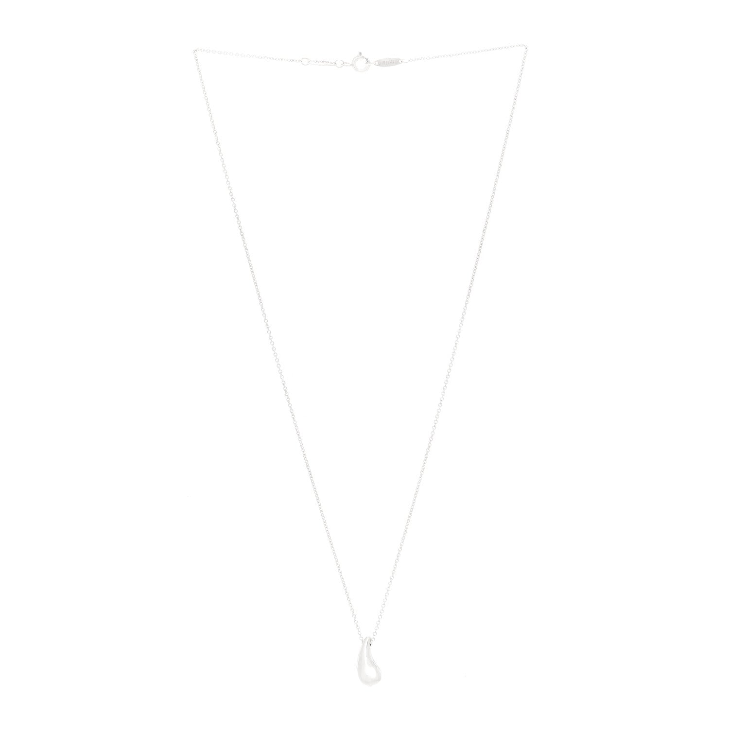 Tiffany Sterling Silver 15mm Elsa Peretti Teardrop Pendant Necklace 3 of 7