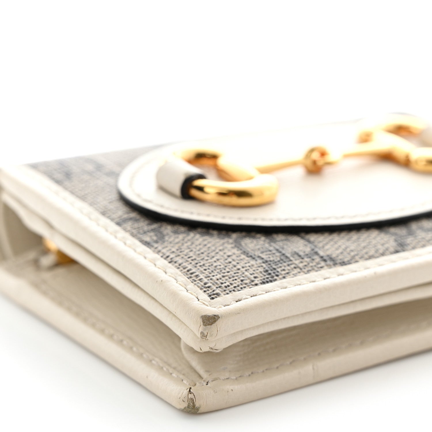 Gucci GG Supreme Monogram Azalea Calfskin Horsebit 1955 Card Case Wallet Beige Ebony Mystic White 10 of 11