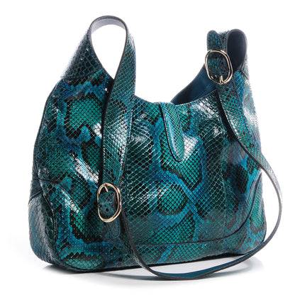 Gucci Python Medium Jackie Shoulder Hobo Malachite Green 3 of 8