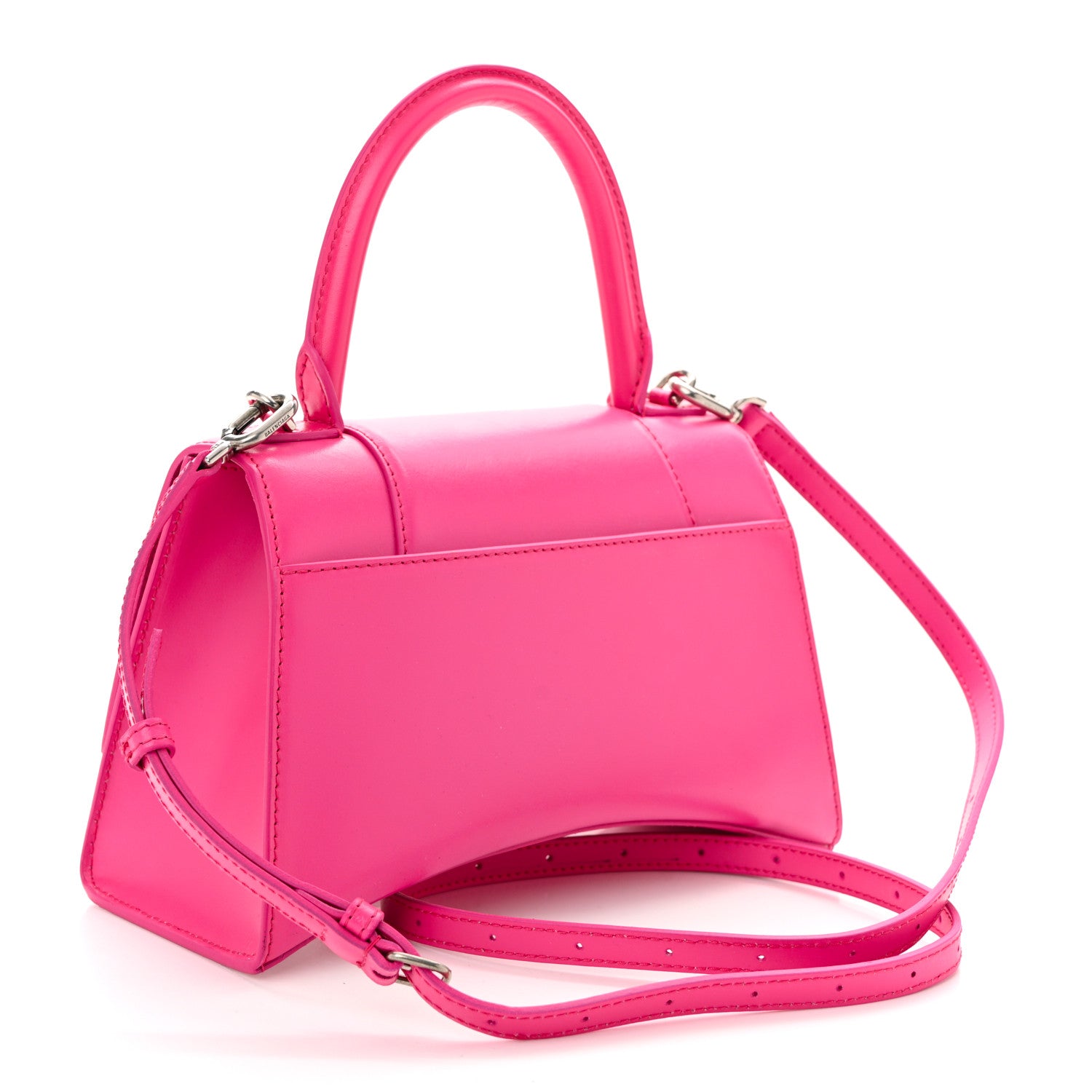 Balenciaga Shiny Box Calfskin Small Hourglass Top Handle Bag Acid Fuchsia 3 of 10