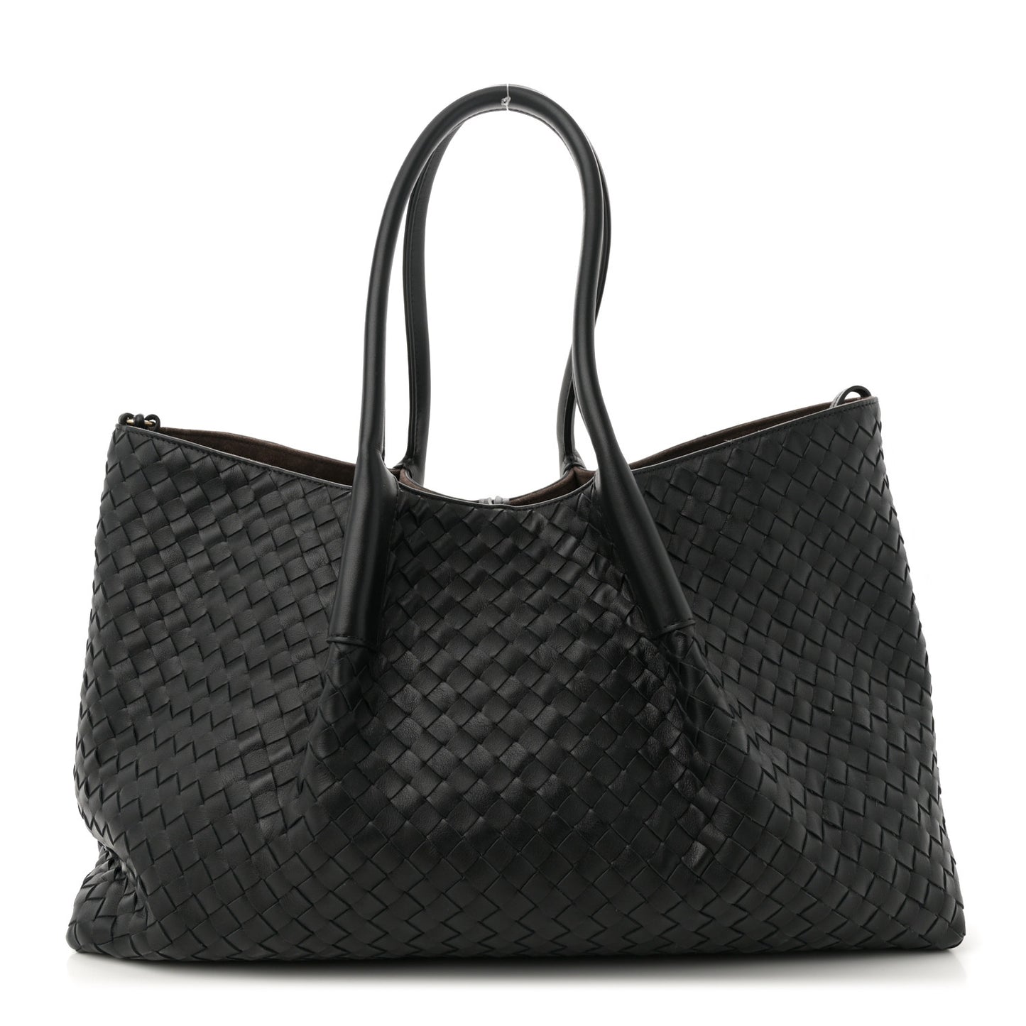 Calfskin Intrecciato Pinacoteca Reversible Tote Black Fondant