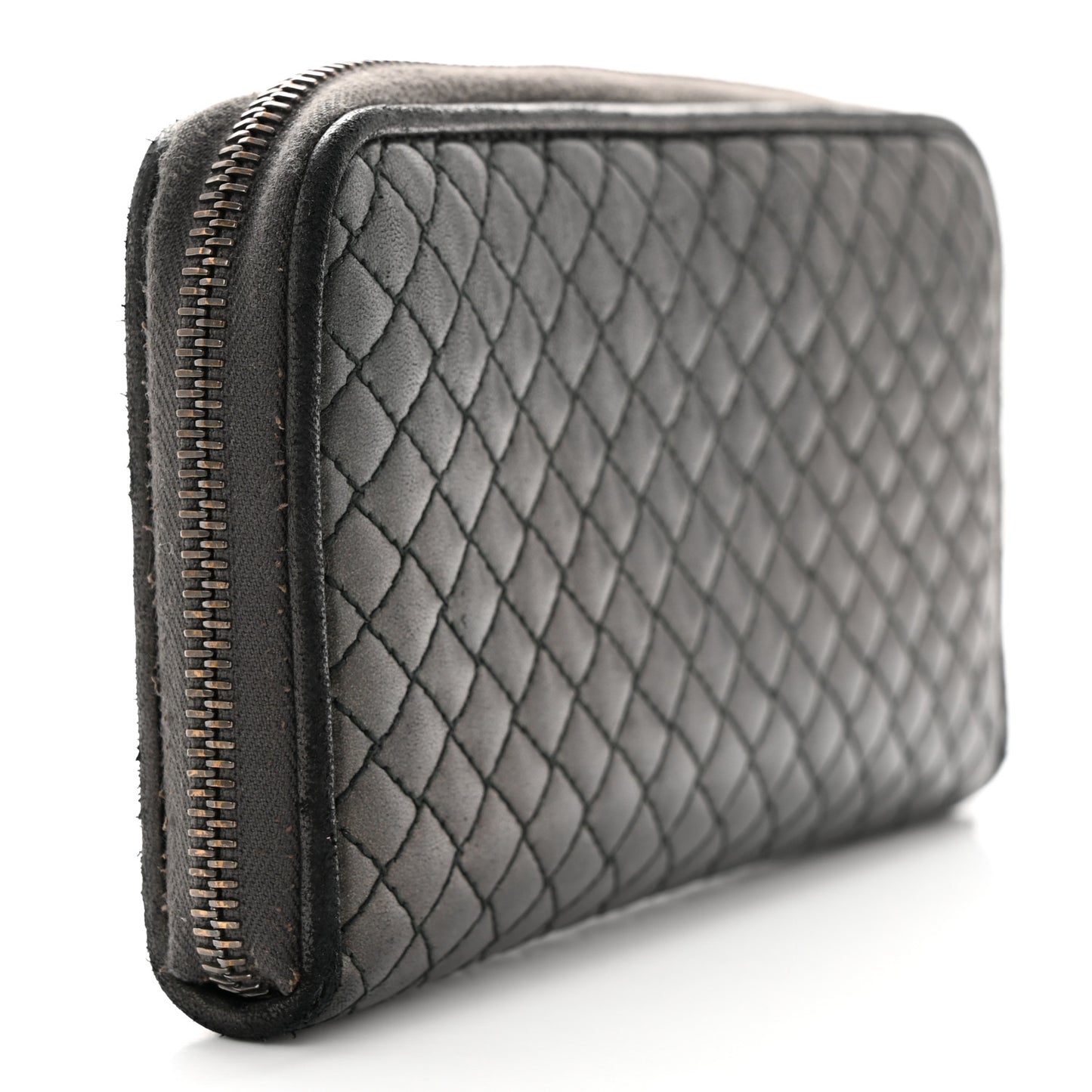 Nappa Bubble Quilted Zip Around Wallet Black