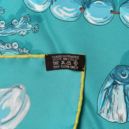 Hermes Silk Reve De Corail Scarf 90 Menthe Turquoise Canard 5 of 6