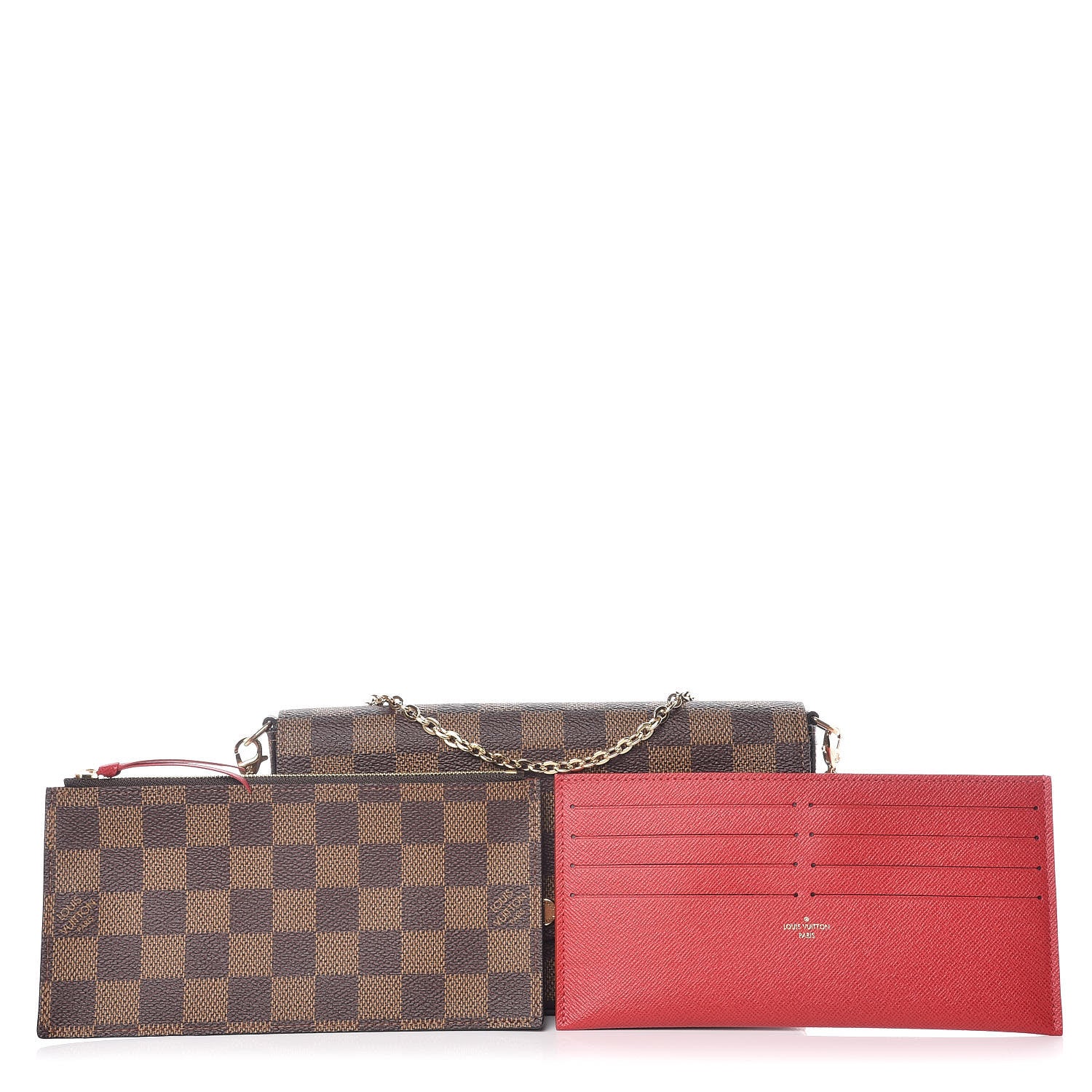 Louis Vuitton Damier Ebene Pochette Felicie Chain Wallet 5 of 13