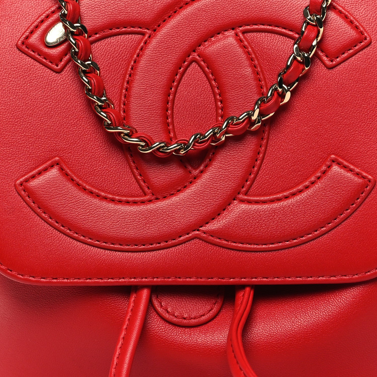 Chanel Lambskin CC Mania Backpack Red 8 of 10