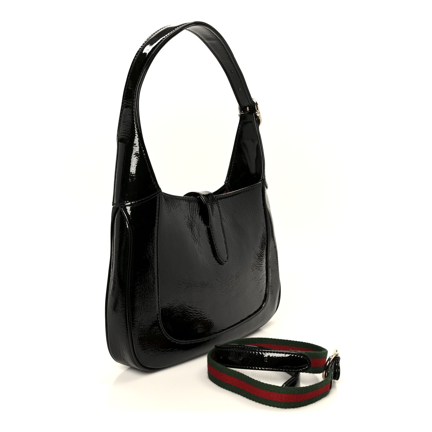 Gucci Patent Calfskin Small Jackie Shoulder Bag Black 3 of 10