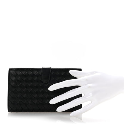 Bottega Veneta Nappa Intrecciato Continental Snap Wallet Black 2 of 9