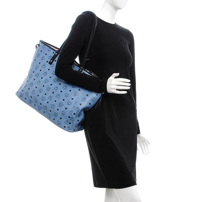 MCM Visetos Reversible Shopper Tote Blue 2 of 16