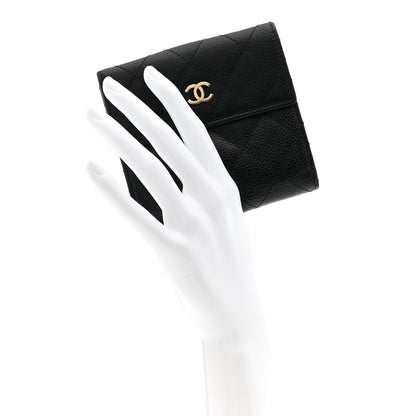 Chanel Caviar Quilted Compact French Flap Wallet Black 2 of 12