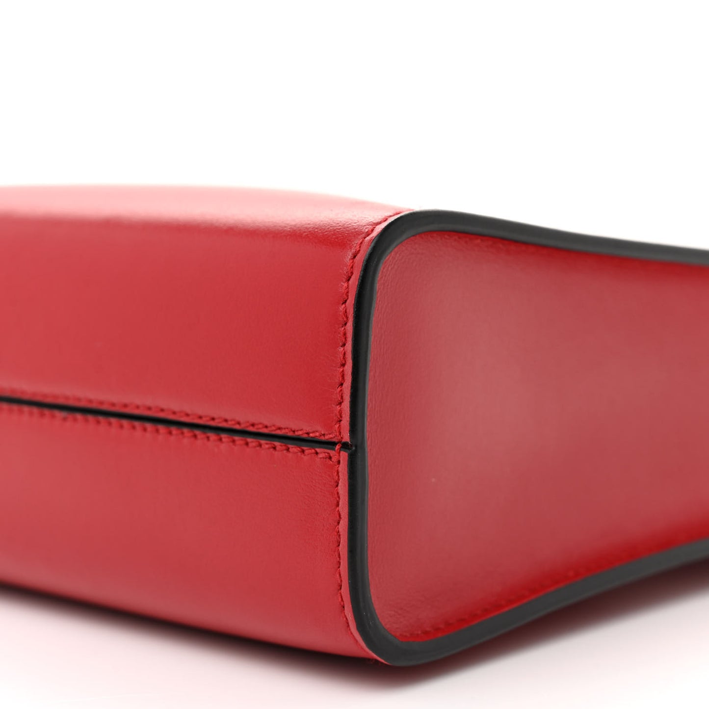 Soft Calfskin Triangle Logo Embossed Small Double Handle Crossbody Tote Rosso