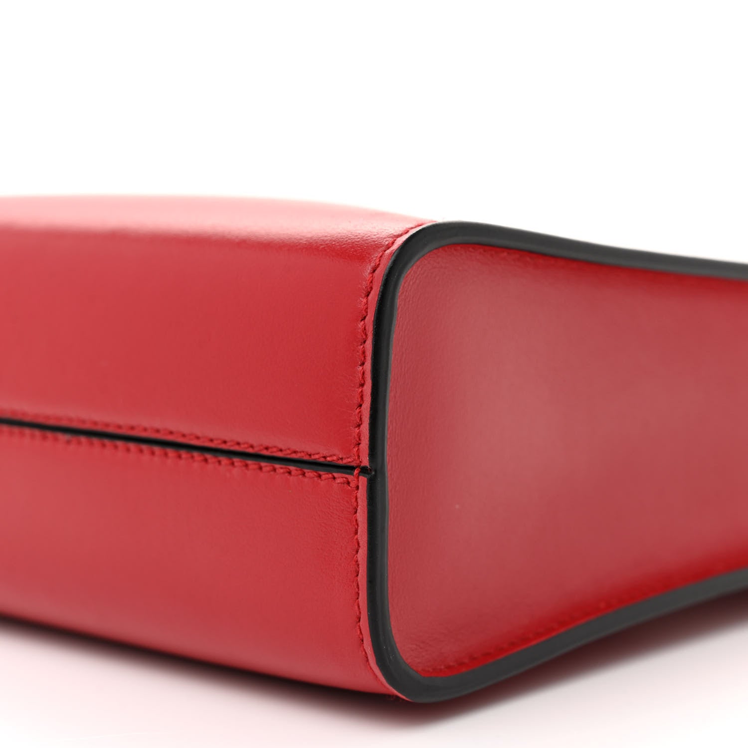 Prada Soft Calfskin Triangle Logo Embossed Small Double Handle Crossbody Tote Rosso 9 of 10