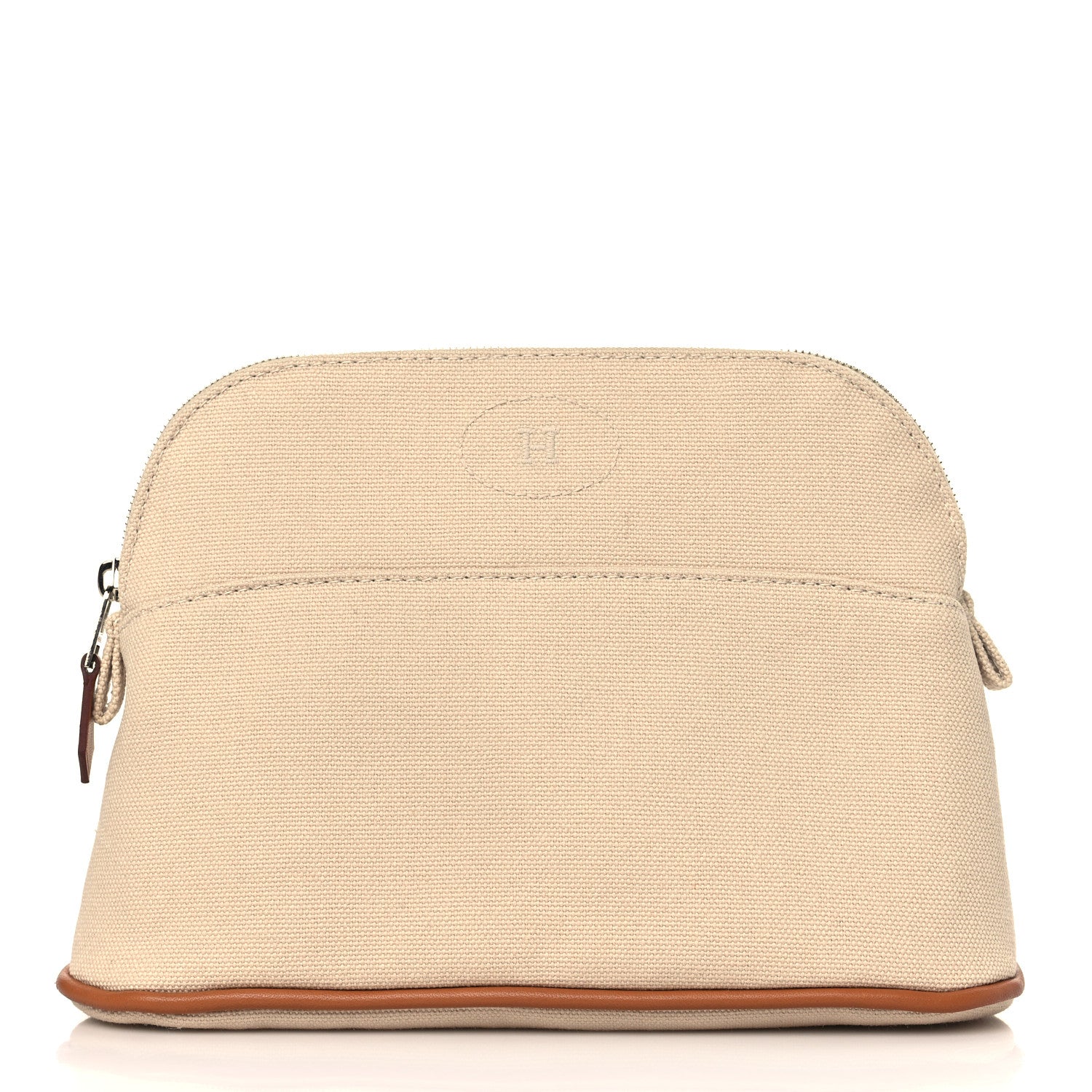 Hermes Cotton Canvas Mini Bolide Travel Cosmetic Pouch Natural 1 of 7