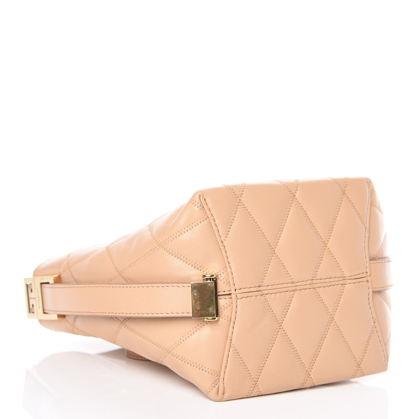 Lambskin Quilted Mini GV Bucket Bag Beige Camel