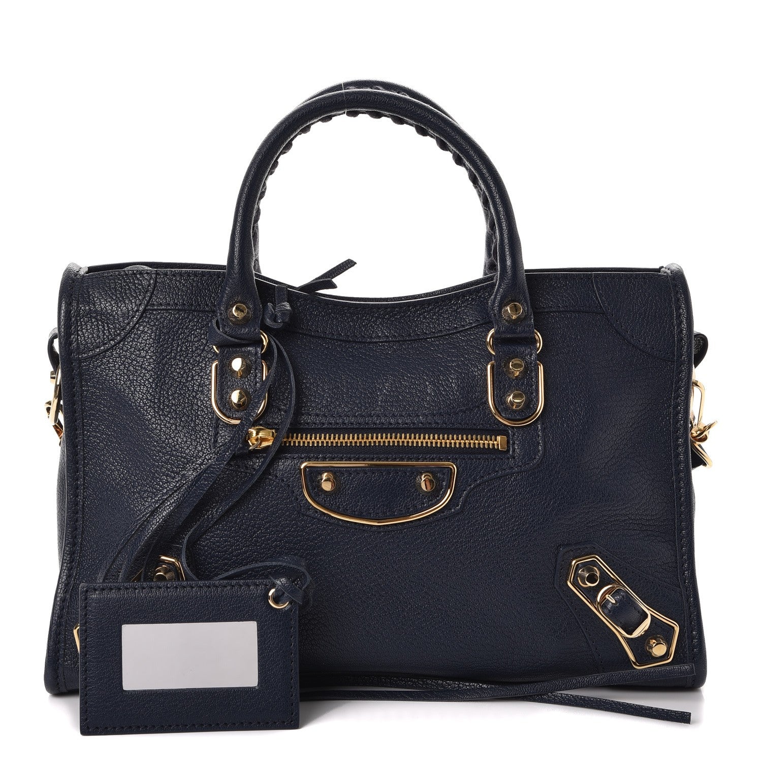 Balenciaga Chevre Gold Metallic Edge Hardware S City Bleu Nuit Dark Sea 1 of 8