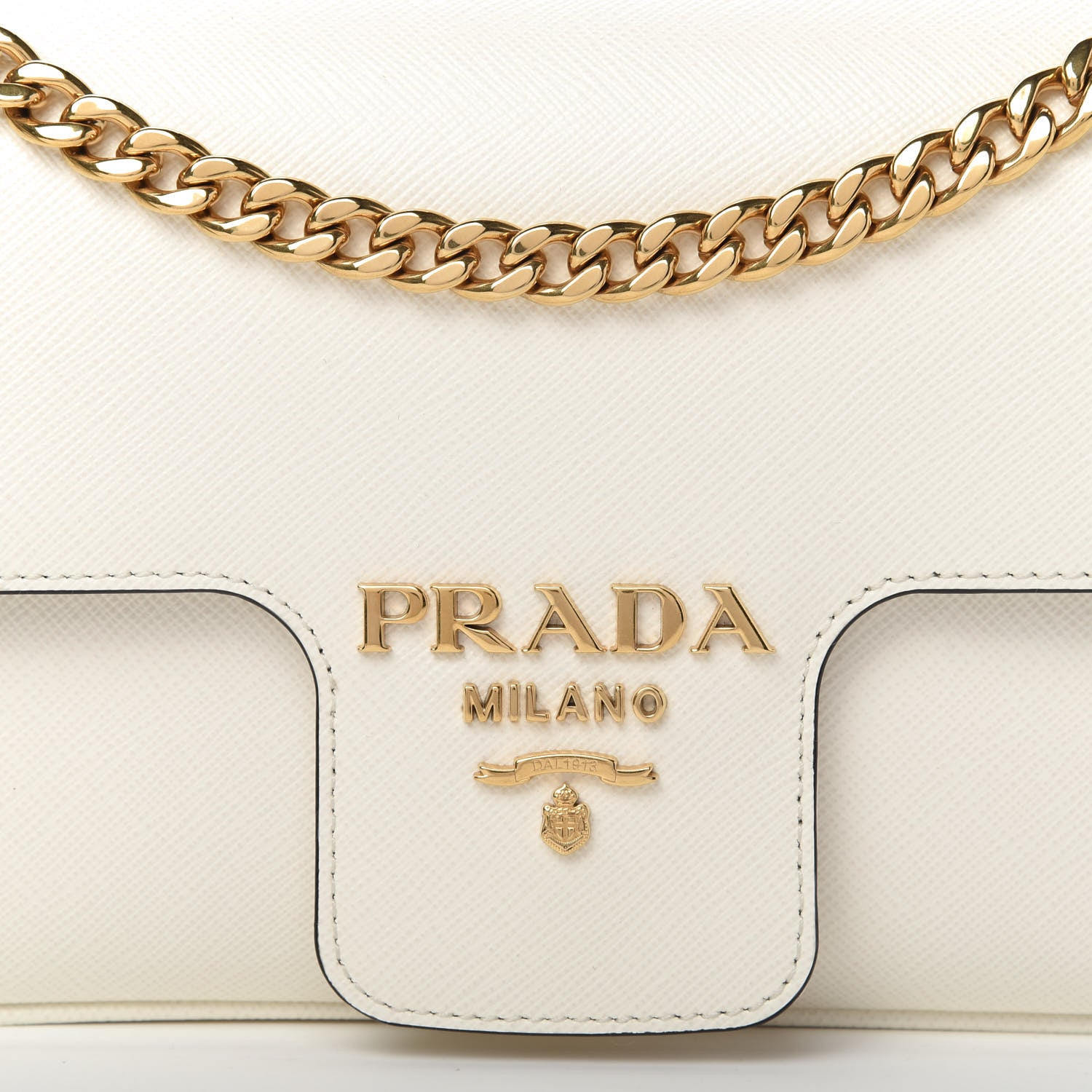 Prada Saffiano Flap Shoulder Bag Talco 10 of 10