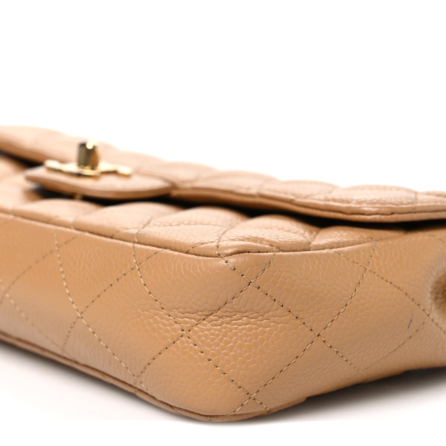 Caviar Quilted East West Flap Beige