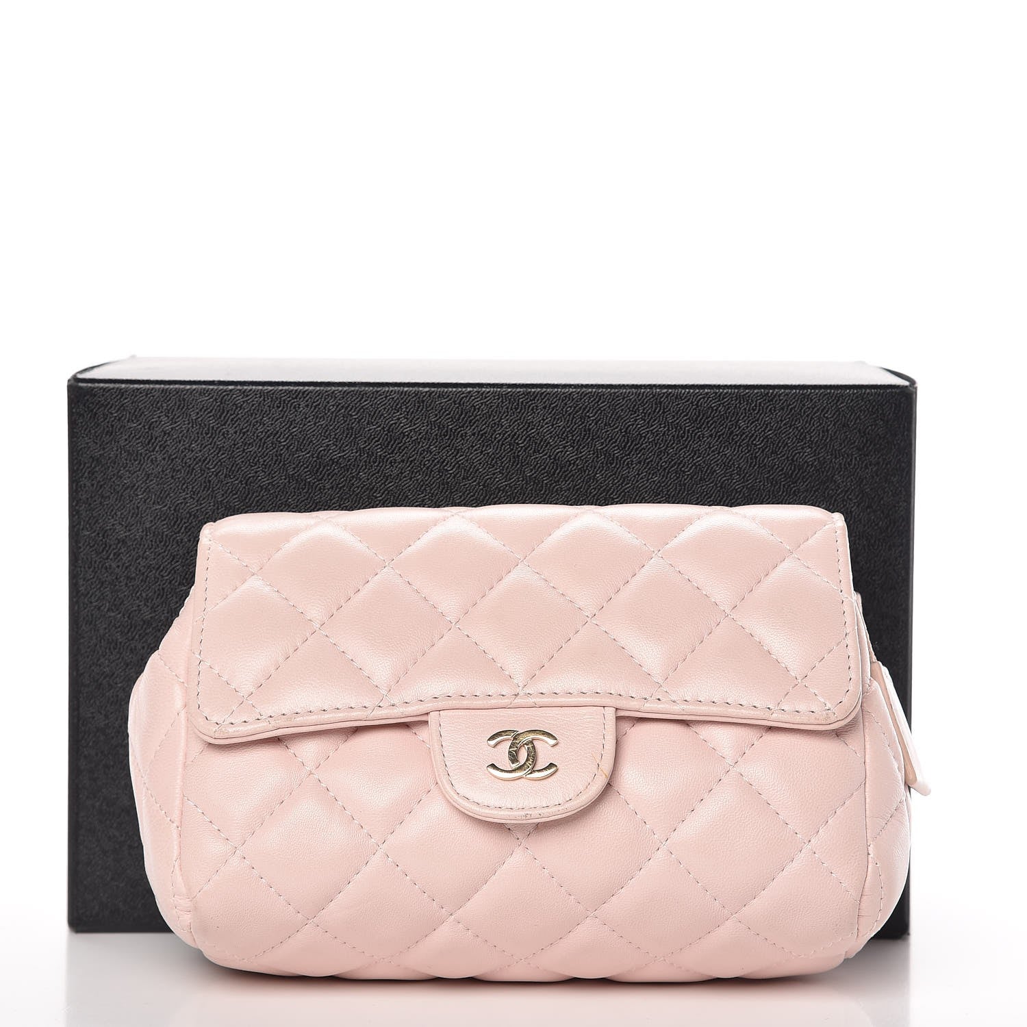 Chanel Lambskin Quilted Flap Cosmetic Case Light Pink 13 of 13