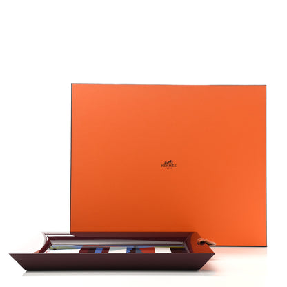 Hermes Lacquered Wood Taurillon Clemence Jaguar Dans Un Jardin Mexicain Tray Lie De Vin 5 of 5