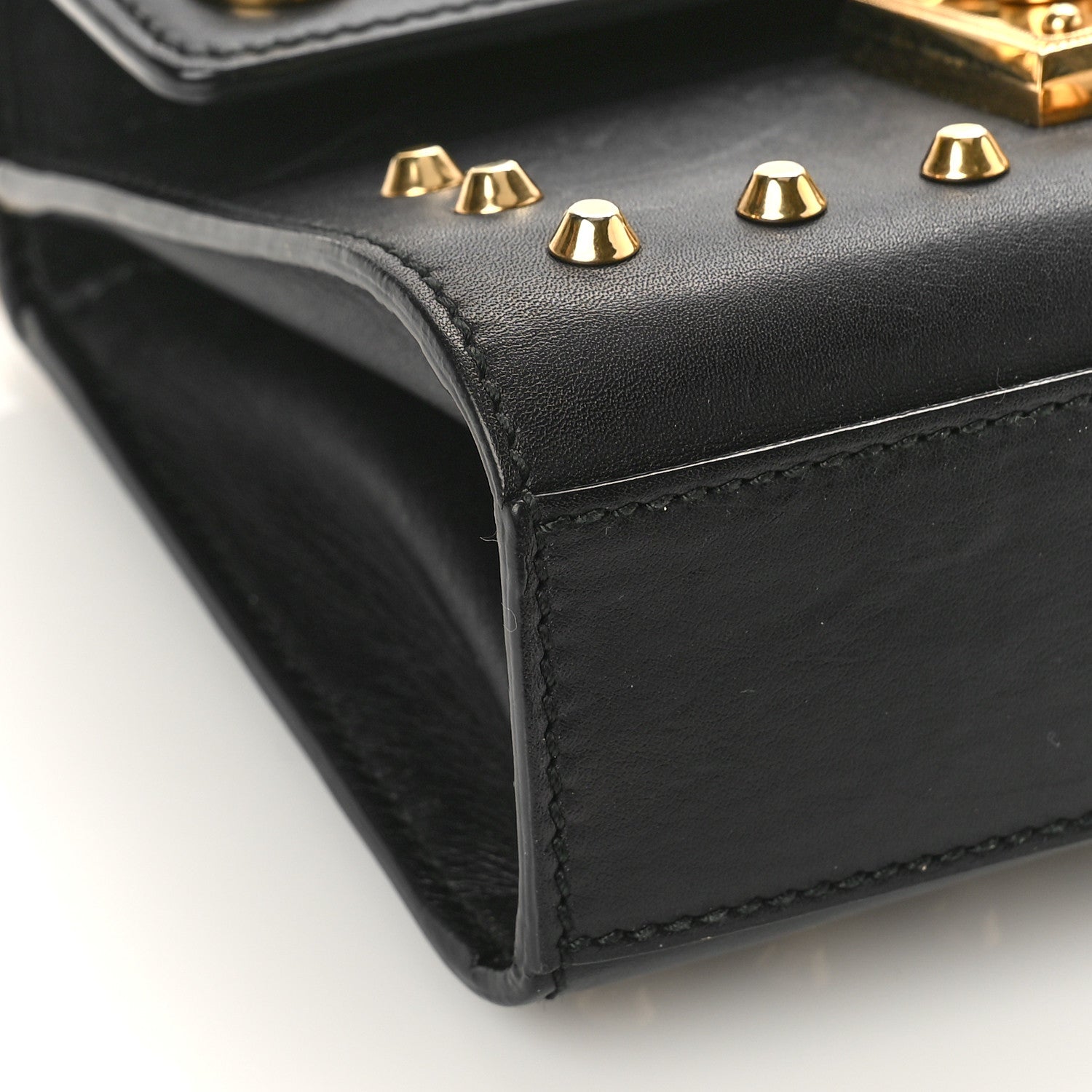 Gucci Calfskin Studded Small Padlock Shoulder Bag Black 8 of 14