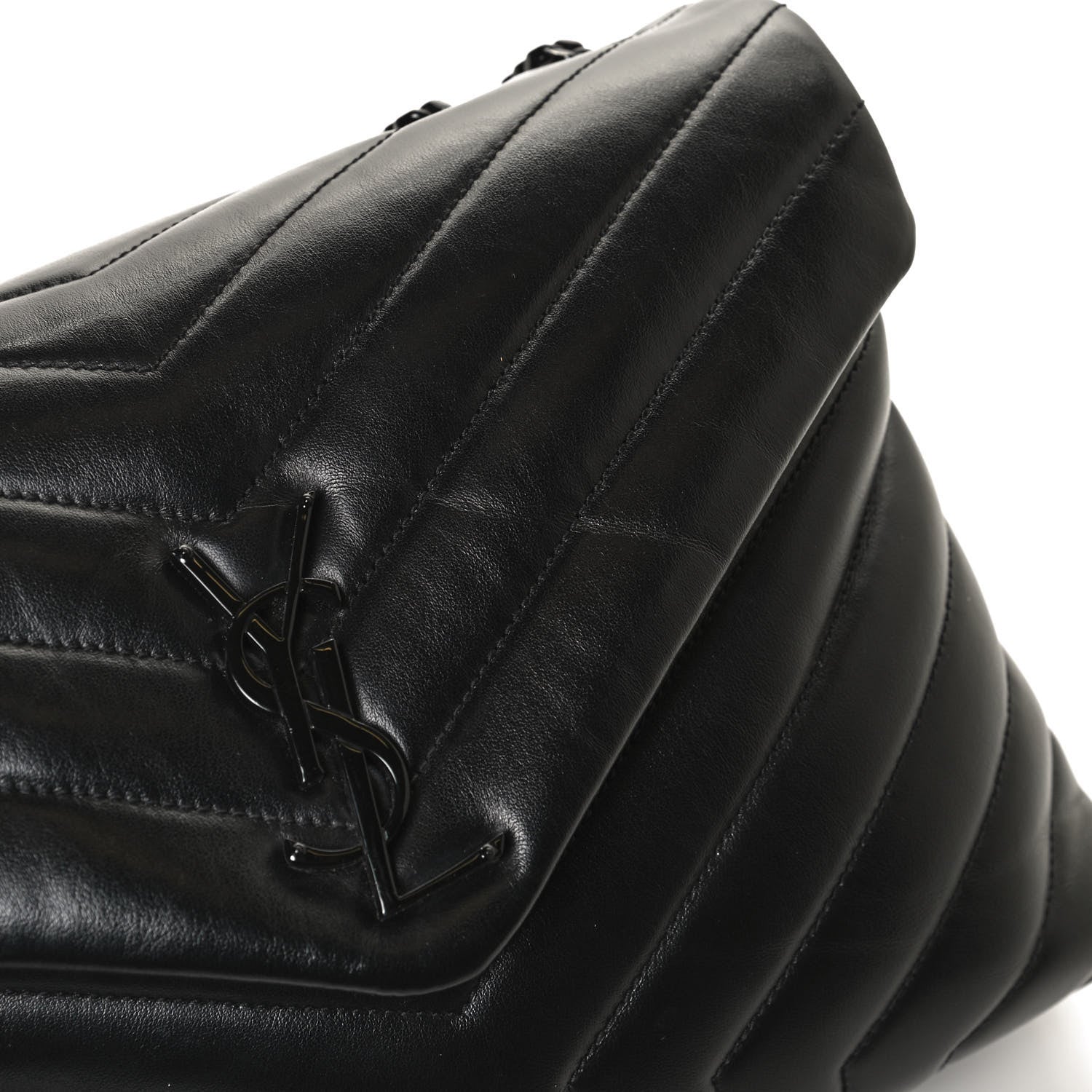 Saint Laurent Calfskin Y Quilted Monogram Medium Loulou Chain Satchel Black 13 of 14