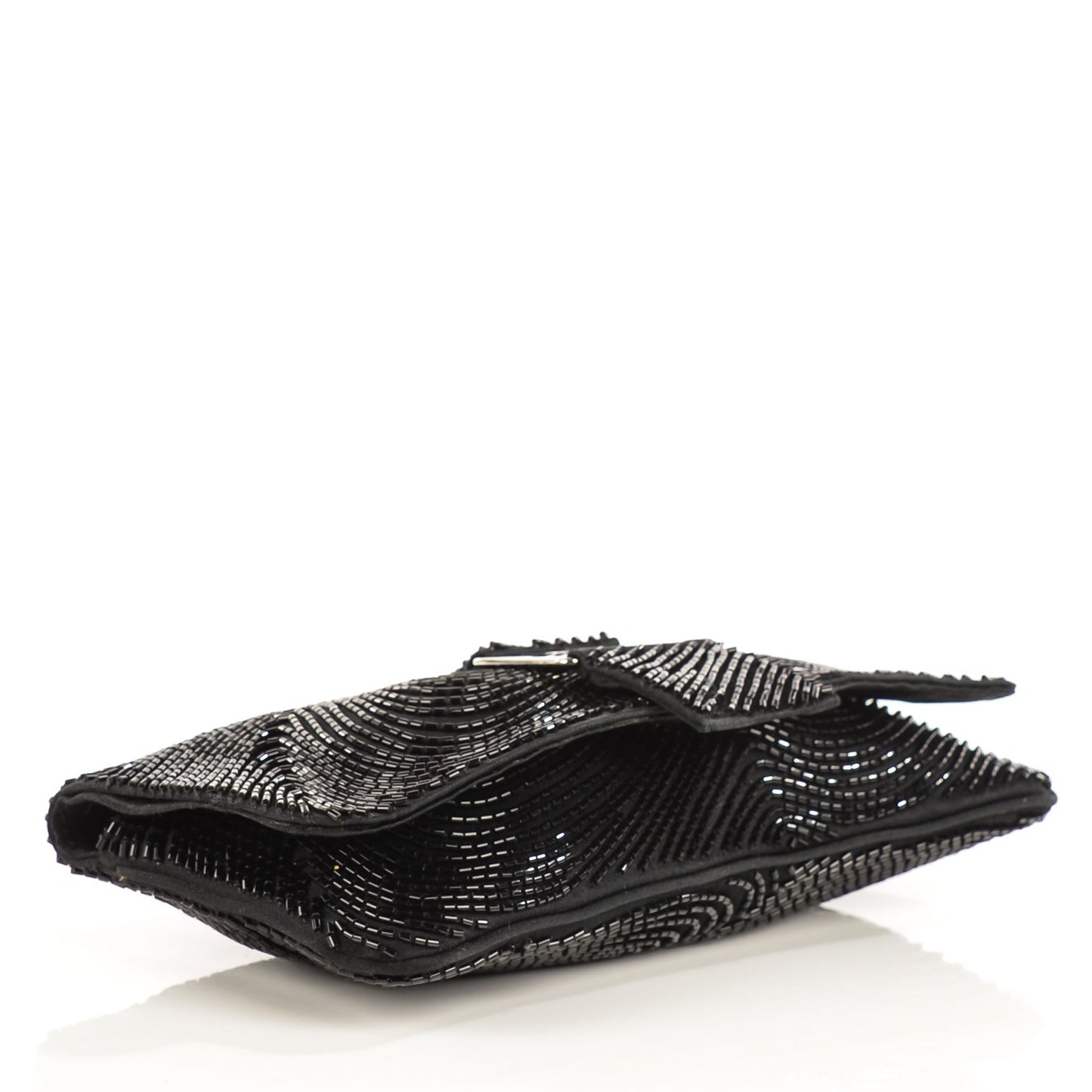 Satin Beaded Clutch Black