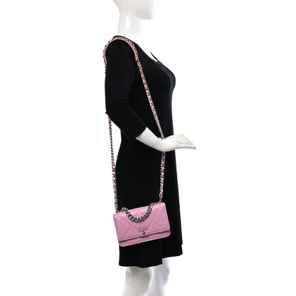 Chanel Lambskin Quilted Chanel 19 Wallet On Chain WOC Pink 2 of 11