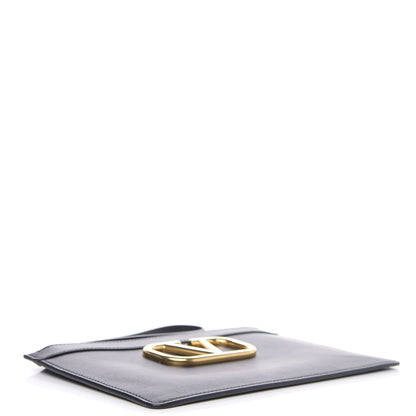 Valentino Garavani Calfskin Vlogo Zip Wristlet Pouch Black 4 of 8