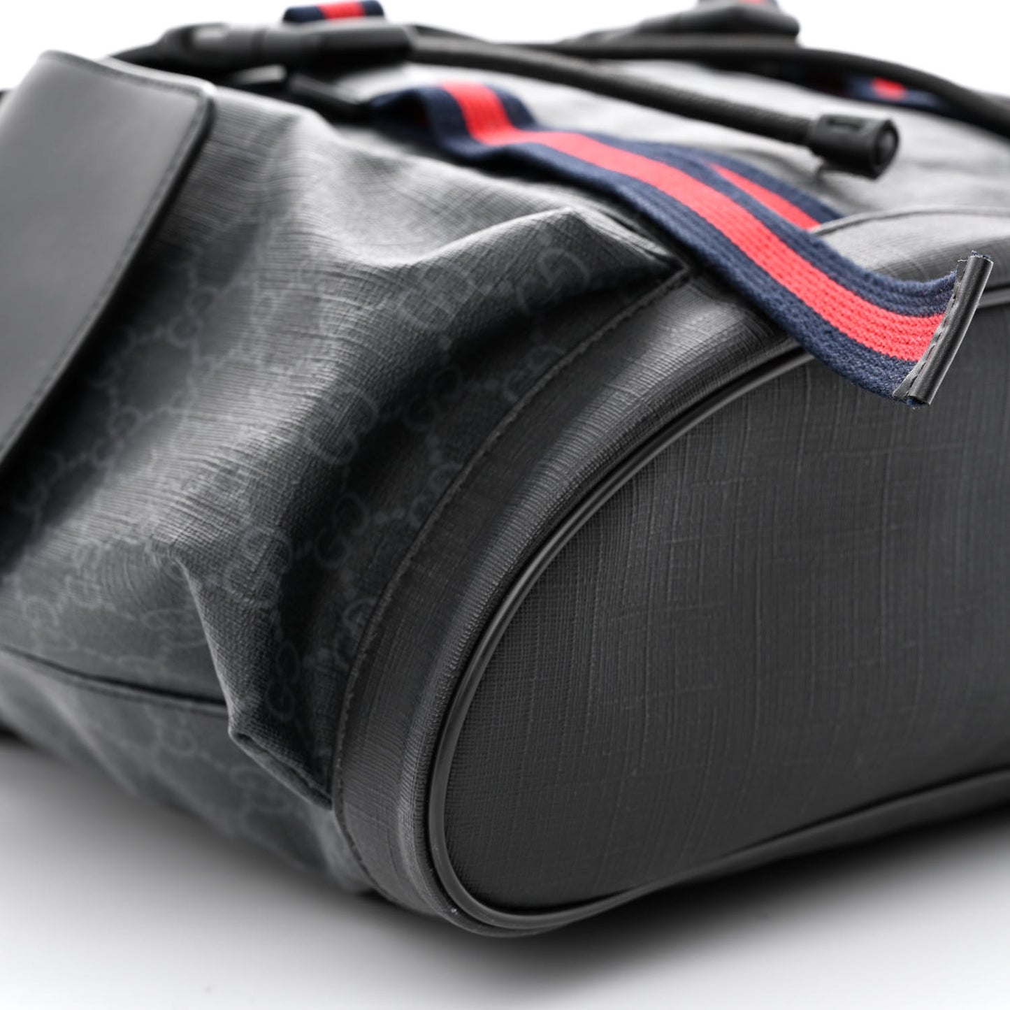 Soft GG Supreme Monogram Appia Calfskin Web Double Buckle Backpack Black