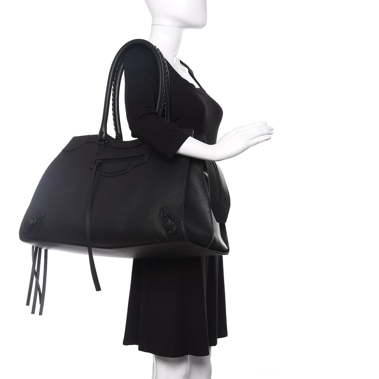 Balenciaga Grained Calfskin Neo Classic Black Hardware Large Top Handle Bag Black 2 of 10