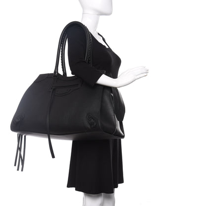 Balenciaga Grained Calfskin Neo Classic Black Hardware Large Top Handle Bag Black 2 of 10