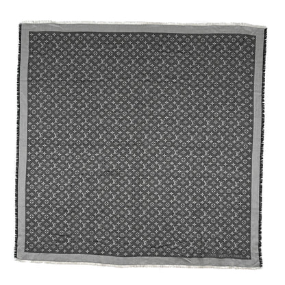Louis Vuitton Silk Wool Monogram Denim Shawl Black 1 of 4
